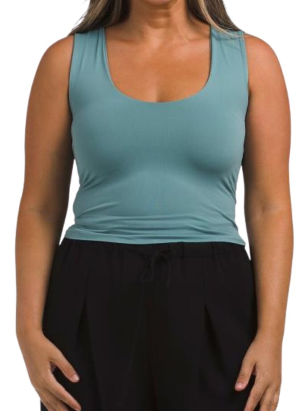 Free People Women's Clean Lines Muscle Cami XS/S Teal Green Sleeveless Tank Top